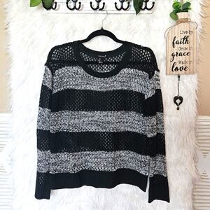 Forever 21 Knit Cropped Striped Heathered Pullover Sweater